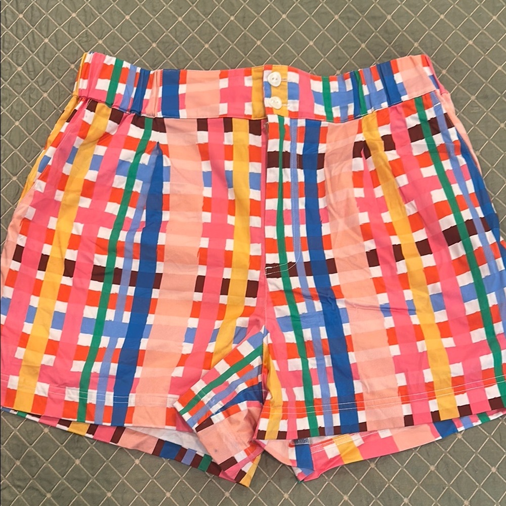 Crosby by Mollie Burch Drake Colorful Plaid Shorts Size L